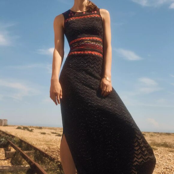 Anthropologie Cecelia Prado Designer Rowan Maxi Handmade Knit Sweater Dress XSP - Picture 1 of 11